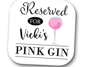 Gin Cocktail Reserved For Personalised Drinks Coaster  -High Gloss Finish 10cm x 10cm