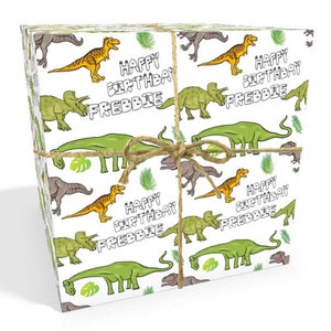 Dinosaur Personalised Birthday Wrapping Paper (Recyclable) - Large Sheet 24 x 32in/610 x 810mm