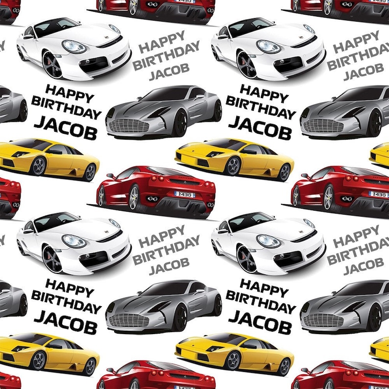 Sports Cars Personalised Birthday Wrapping Paper recyclable Etsy