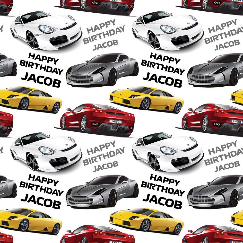 Sports Cars Personalised Birthday Wrapping Paper recyclable Etsy