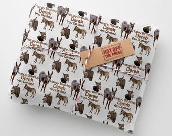 Donkey Donkeys Personalised Birthday Wrapping Paper - Large Sheet 24 x 32in/610 x 810mm