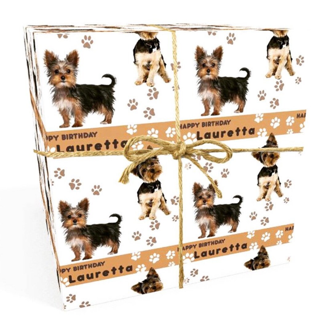 Yorkie Wrapping Paper Yorkshire Terrier Personalised Birthday Wrapping Paper 24 X 32in/610 X ...