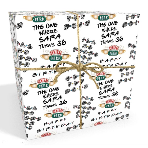 Friends ‘The One Where’ Personalised Birthday Gift Wrap (Recyclable) - Large Sheet 24 x 32in/610 x 810mm