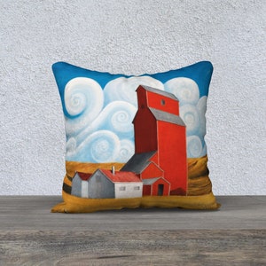 Prairie Grain Elevator Pillow Cover/ 18 x 18 inch Accent Pillow/ Home Decor