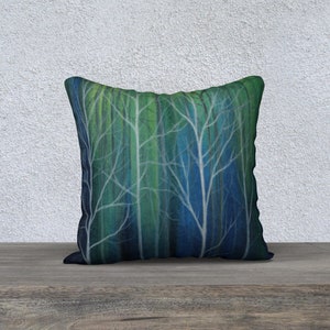 Abstract Trees Pillow Cover/ Northern Lights/Home Decor/18 x 18 inch Accent Pillow