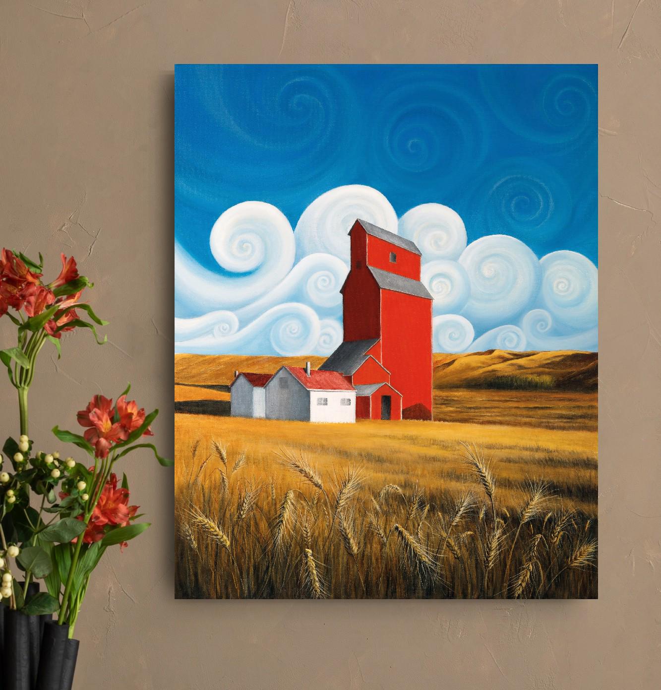 Grain Elevator Art Print: Saskatchewan Prairie Landscape, Un