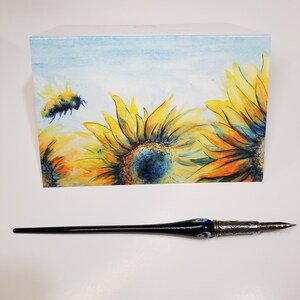 Carte d'art tournesol et bourdon (vierge à l'intérieur)