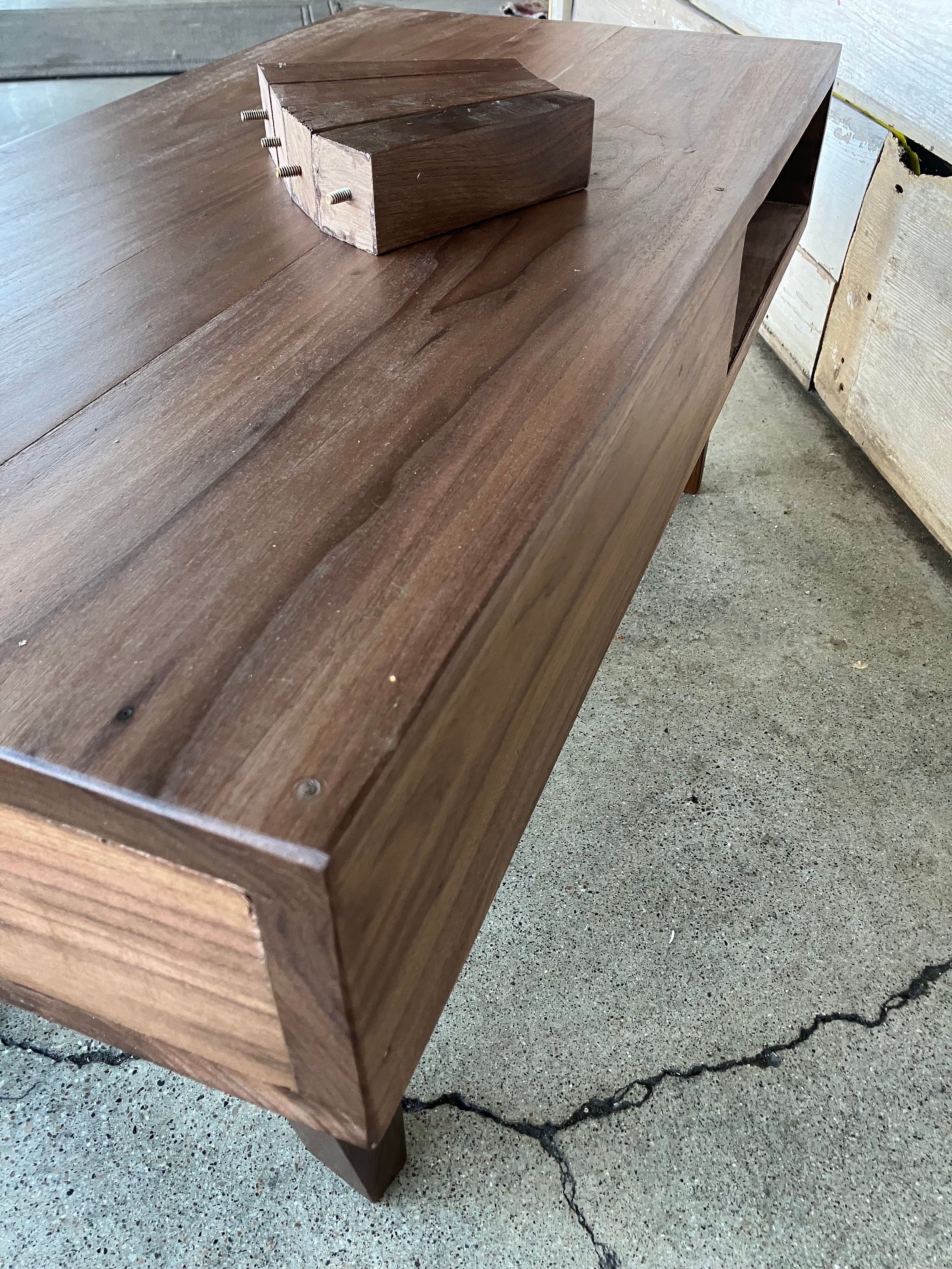 Mid Century Solid Black Walnut Coffee Table With Storage - Etsy
