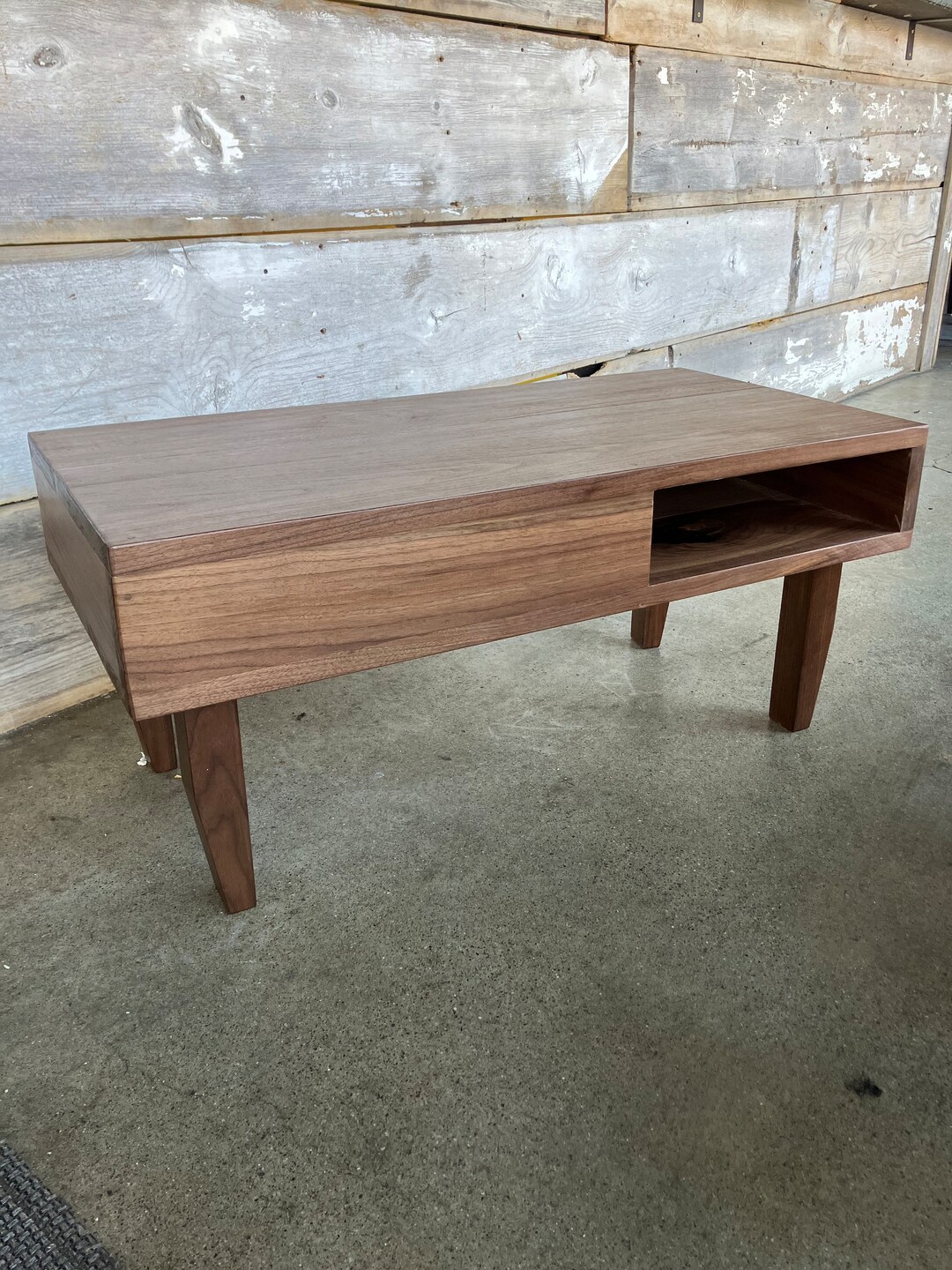 Mid Century Solid Black Walnut Coffee Table With Storage - Etsy