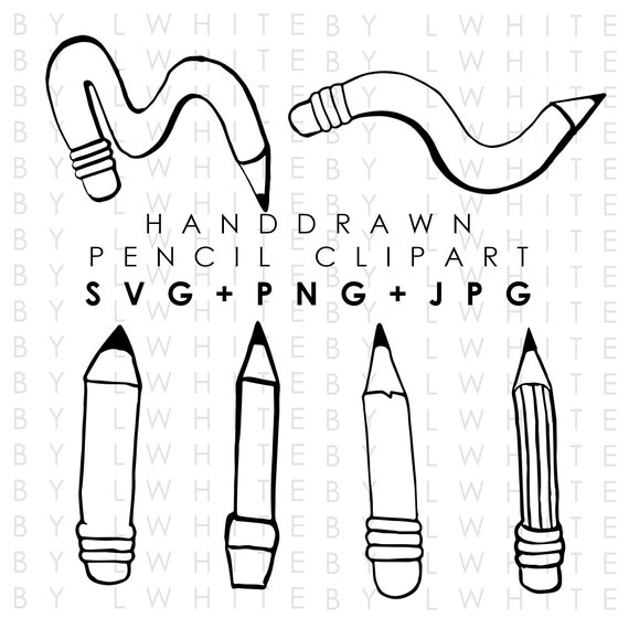 Hand Drawn Pencil stencil Clipart Design Digital Download Etsy
