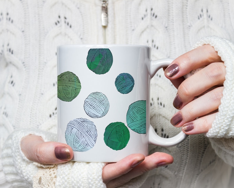 Balls of Yarn Ceramic Mug for Knitters Crocheters and Yarn image 0