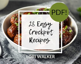 Crockpot-recept e-bok i PDF-format | 28 enkla måltider i slow cooker | Recept på dump-middagar | Matplan för familjen | Nybörjarvänlig Crockpot-kokbok