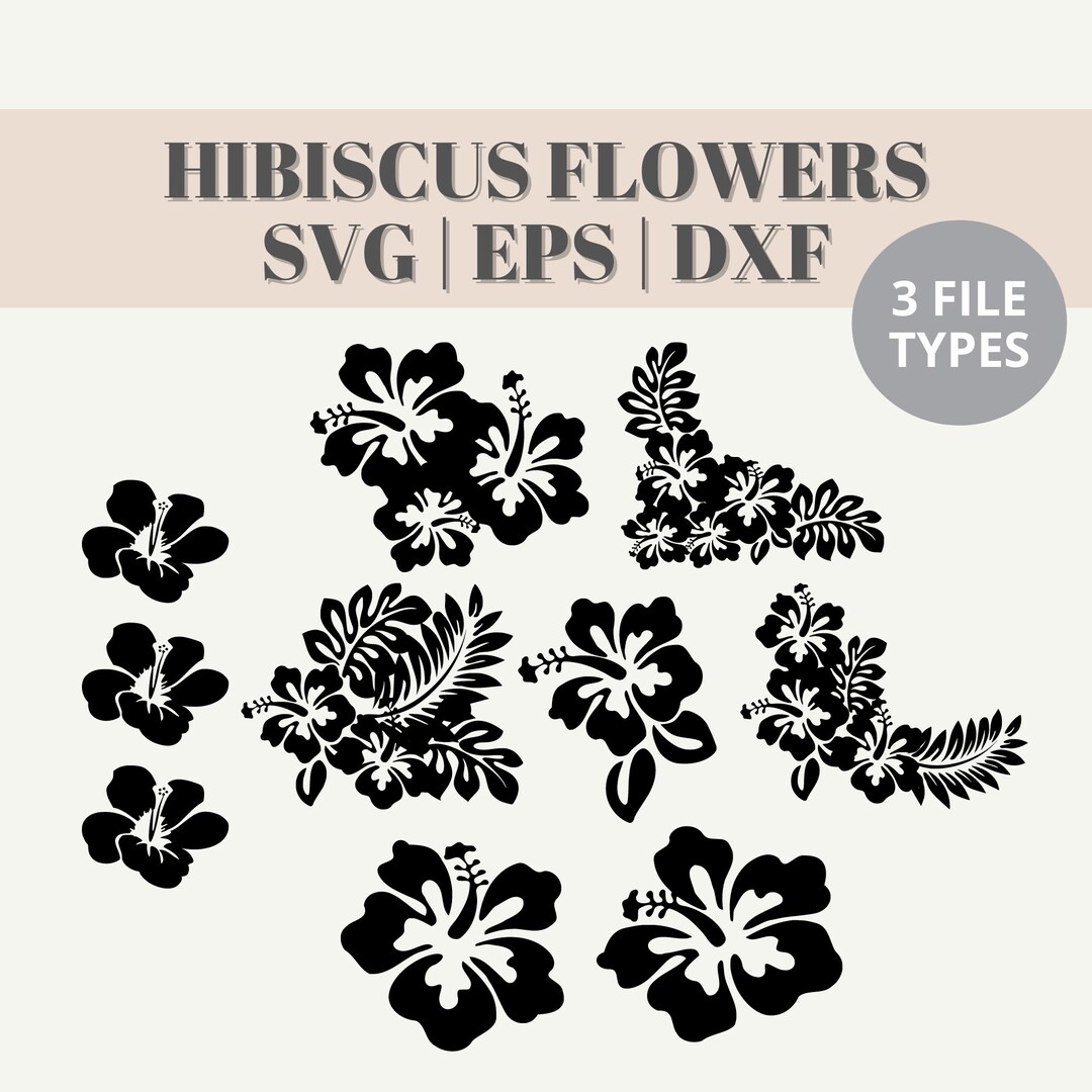 Hibiscus SVG Bundle | Tropical Flower SVG for Cricut | Hawaiian Flower ...