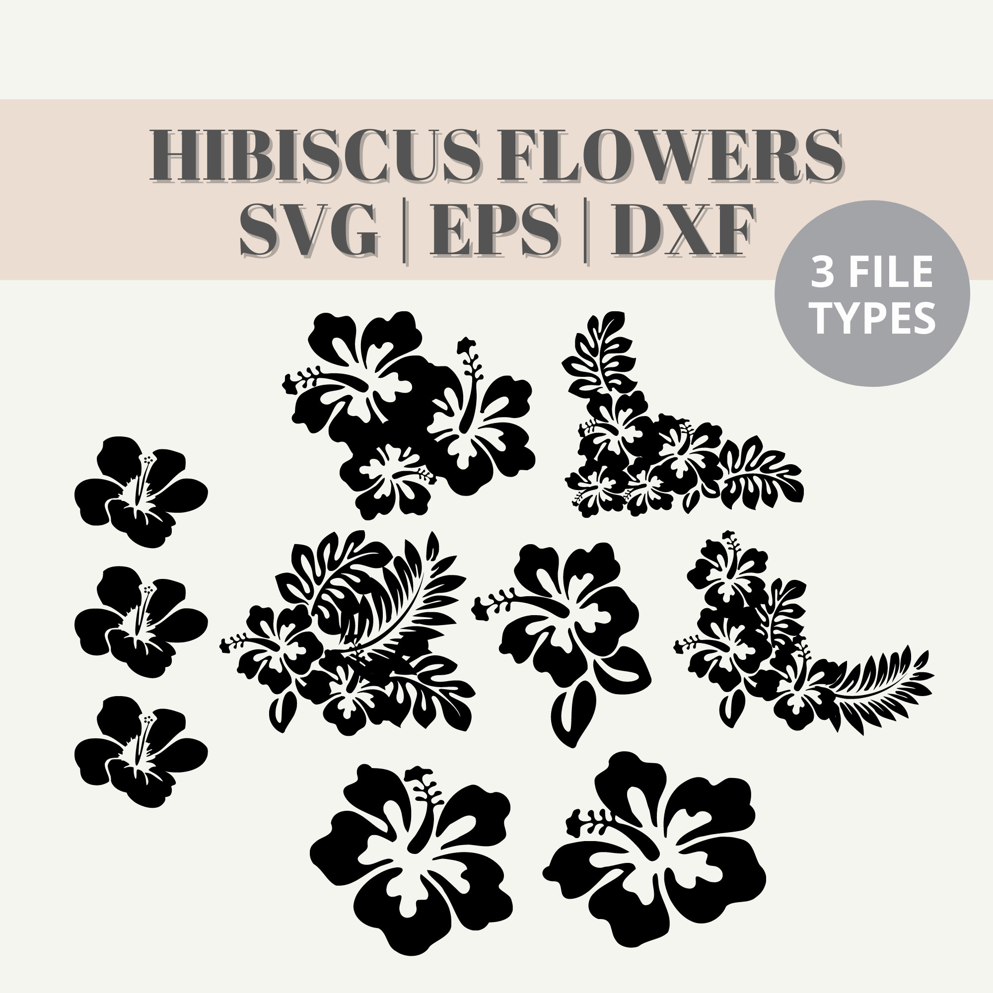 Hibiscus SVG | Hawaiian Flowers | Tropical Florals | Digital Download ...