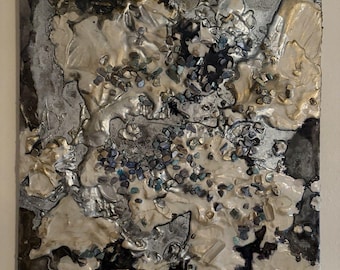 16x20  Modern Expressionist Original textured Abstract Design in  Black