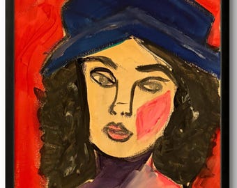 Original 11x14 Cubist Woman Pop Art Acrylic Painting Ready to Hang