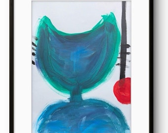 Original Hand Painted 11x14 Abstract Acrylic Art on Paper Signed Home Decor
