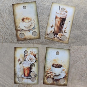 Lot de 20 gouttes de fil dentaire, café, cartes à fil, étiquettes de fil dentaire