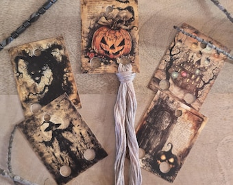 Floss Drops Set of 20 Spooky Halloween, thread cards, floss tags