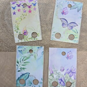 Lot de 20 gouttes de soie dentaire, papillons lavande, cartes pour fil, étiquettes de soie dentaire