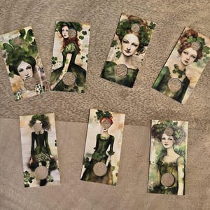 Floss Drops Set of 20 Shamrock Ladies Minis, thread cards, floss tags