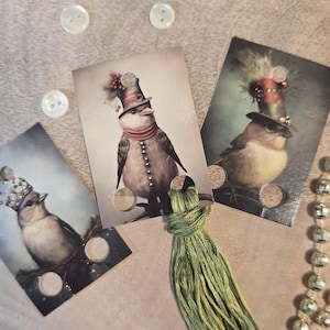 Lot de 20 oiseaux pour chapeaux de fête, pastilles de fil, étiquettes de fil dentaire