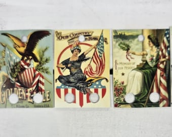Floss Drops Set of 20, Vintage Patriotic 2, thread cards, floss tags