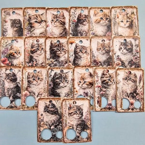 Lot de 20 chatons duveteux Floss Drops, cartes à fil, étiquettes pour fil dentaire