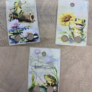 Lot de 20 gouttes de soie dentaire, grenouilles des marais, cartes à fil, étiquettes de soie dentaire