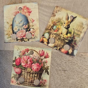 Lot de 20 paniers et œufs de Pâques vintage, cartes de fil, étiquettes de fil dentaire