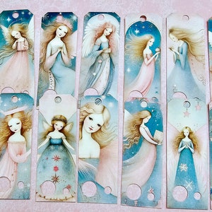 Floss Drops Set of 20 Pink and Blue Angels, thread cards, floss tags