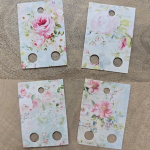 Lot de 20 roses défraîchies, cartes de fil, étiquettes de fil dentaire