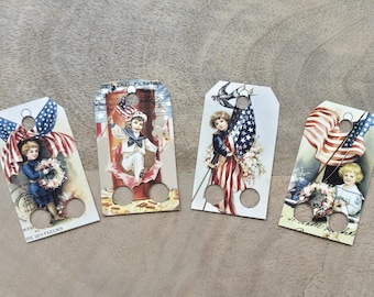Floss Drops, Set of 20, Patriotic Tags