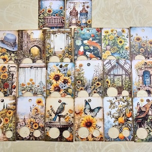 Lot de 20 gouttes de fil dentaire, tournesols, cartes de fil, étiquettes de fil dentaire