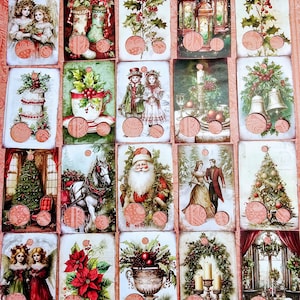Lot de 20 gouttes de fil de Noël vintage, cartes de fil, étiquettes de fil dentaire