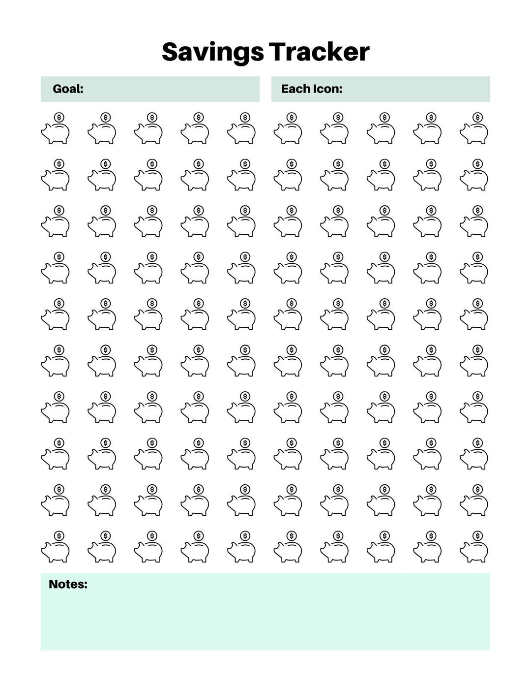 Printable Savings Tracker Piggy Bank Savings Goal Planner Budget ...