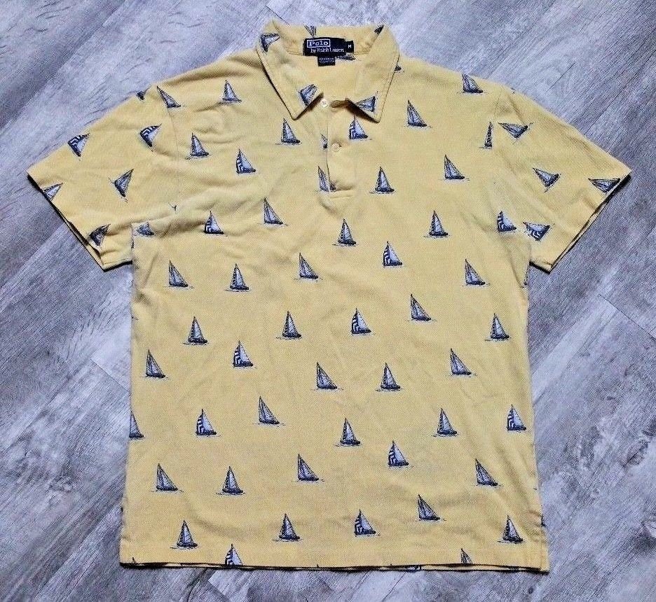 Vintage Polo Ralph Lauren All Over Print Polo Shirt Sailboats Etsy