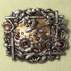 MICHAL GOLAN pin/pendant, attractive decorative floral design and frame, signed,  A-1 condition