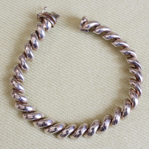 SAN MARCO silver link bracelet, Italian sterling, vintage, stamped, quality piece, bright and shiny, 19.5 grams, excellent condition