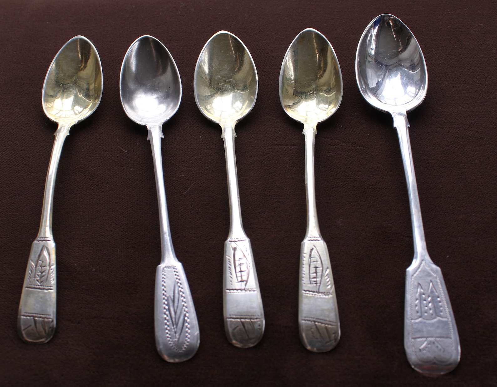 5 cucharas antiguas de PLATA CHINESE finales de 1800 tema Etsy