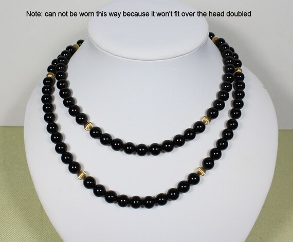 14K Black ONYX necklace, “over-the-head,” hand kn… - image 4