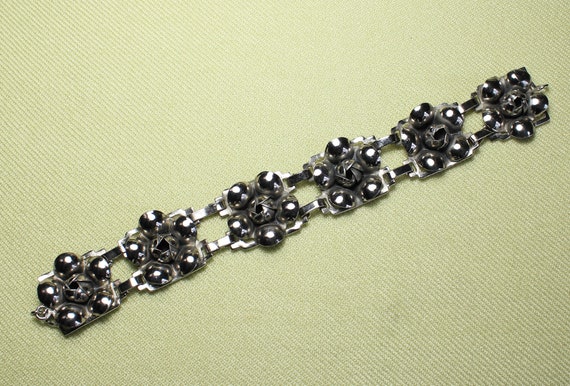 Modernist STERLING bracelet, attractive floral de… - image 3