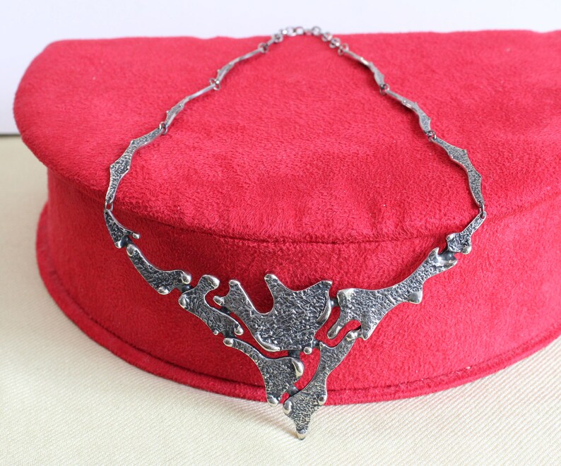 Collar modernista-brutalista DARVEAU, diseñador de Quebec, años 70, diseño abstracto, condición A-1 imagen 8