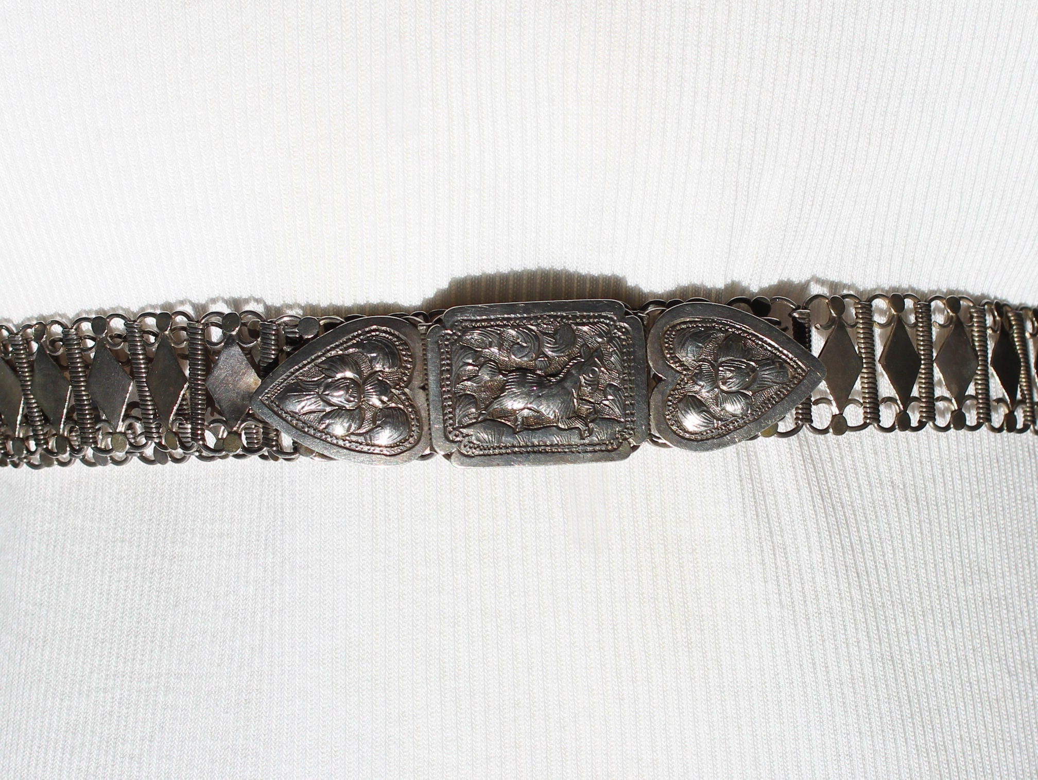 Indian silver belt measurement 35 total length Antique Tribal Belt from India – the FolkArt Gallery main image 3