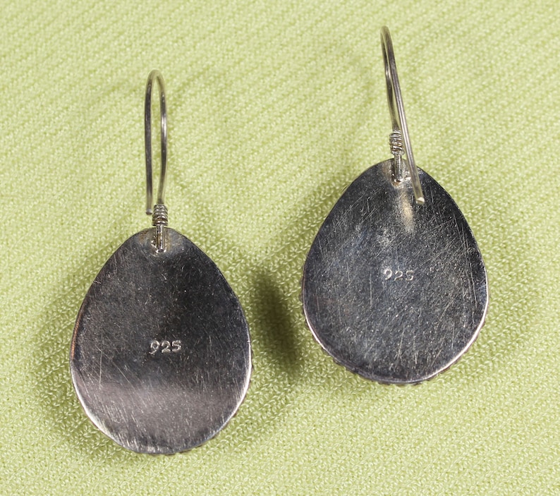 stamped large teardrops A-1 condition Handmade AMETHYST and sterling pierced earrings FREE shipping to US and Canada