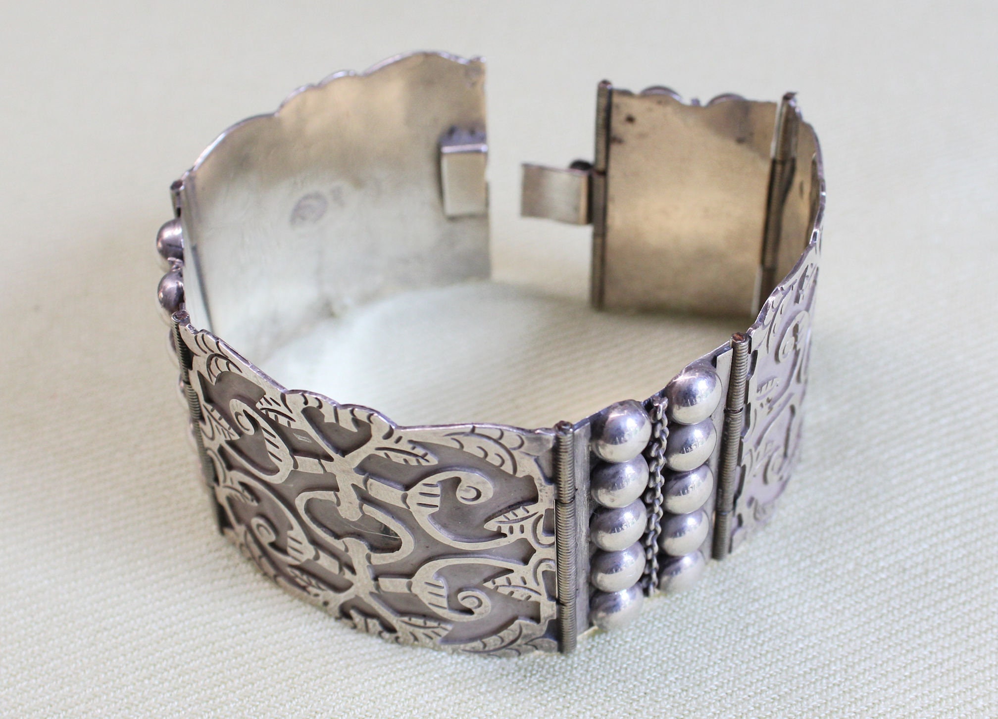 アクセサリー Mexican silver bracelet vintage Vintage Mexican Sterling Silver Green Stone Bracelet Jewelry