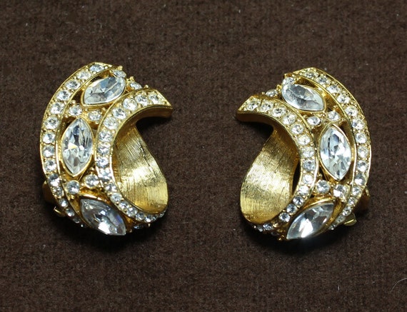 GIVENCHY clip-on earrings, stamped, 1970s, clear … - image 6