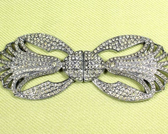 Giant 5" SASH BUCKLE, 1920s, floral theme, elegant flapper, excellent condition