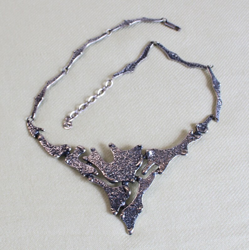 Collar modernista-brutalista DARVEAU, diseñador de Quebec, años 70, diseño abstracto, condición A-1 imagen 6