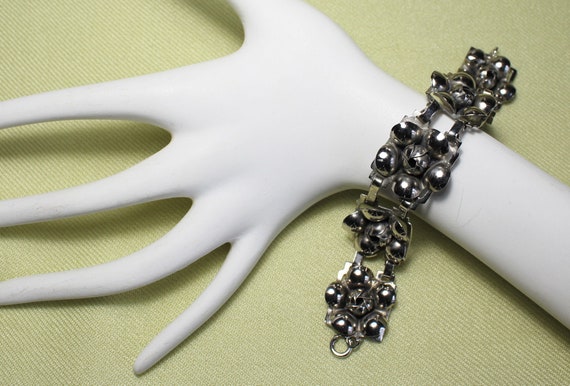Modernist STERLING bracelet, attractive floral de… - image 2